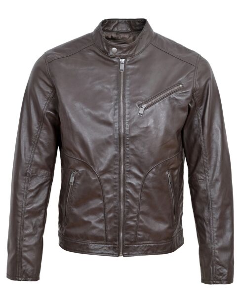 Veste en Cuir Lindo marron