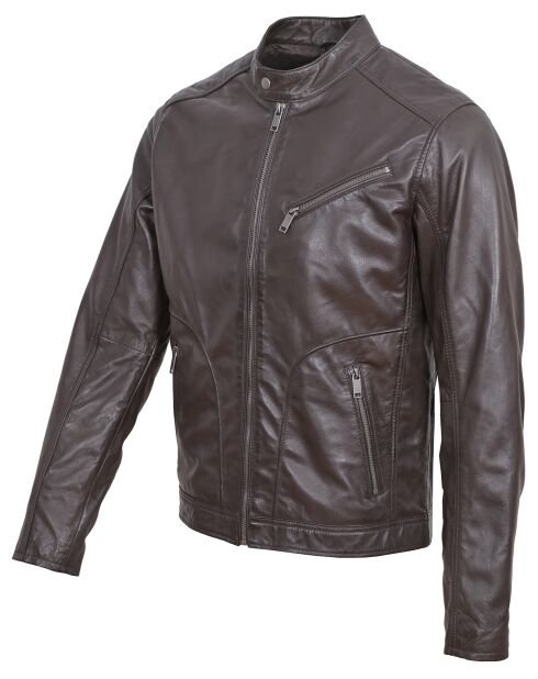 Veste en Cuir Lindo marron