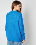 Pull en Maille mélangée Leena Col V bleu roi