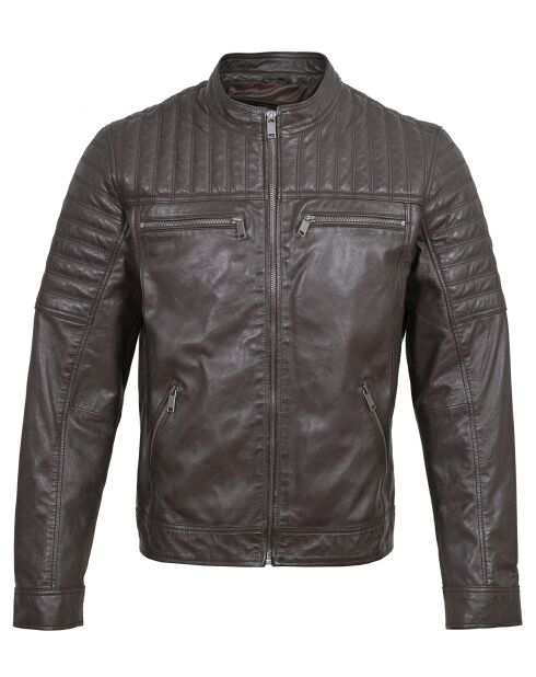 Veste en Cuir Lionnel marron