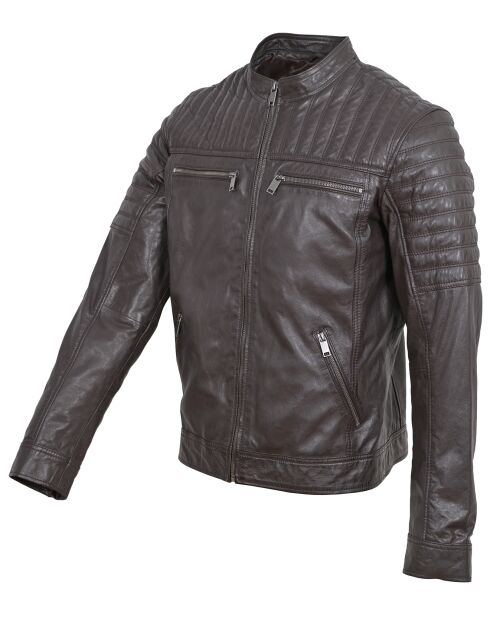 Veste en Cuir Lionnel marron
