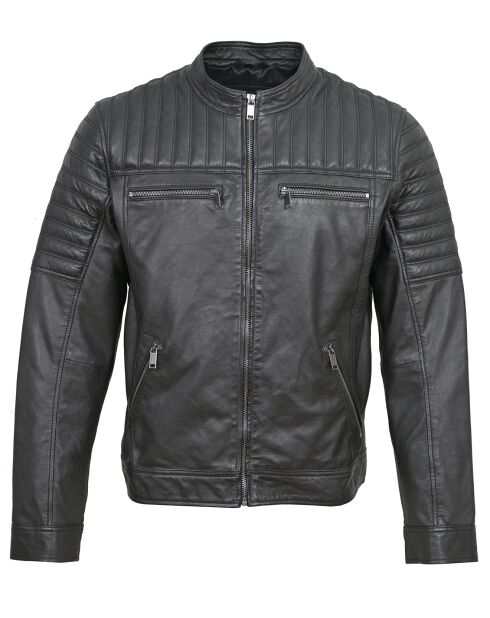 Veste en Cuir Lionnel noire