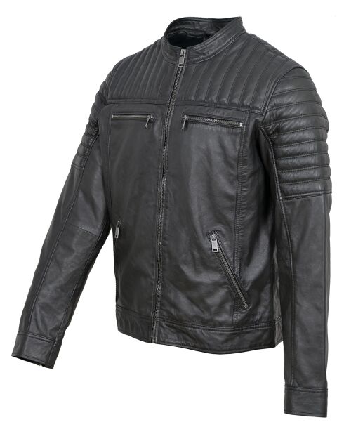 Veste en Cuir Lionnel noire