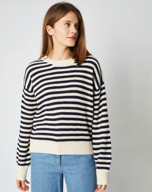 Pull marinière Jeanne en Laine mélangée écru/marine