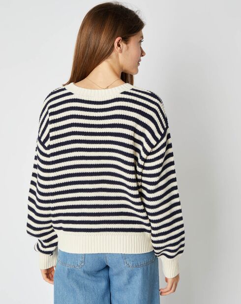 Pull marinière Jeanne en Laine mélangée écru/marine