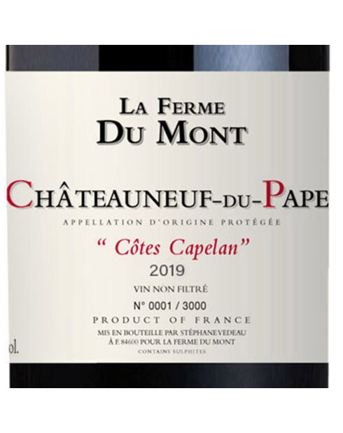 1 Châteauneuf-du-Pape Côtes Capelan 2019 Ferme du Mont 75cl