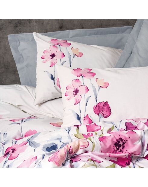 Parure housse de couette Carla gris/blanc/rose