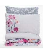 Parure housse de couette Carla gris/blanc/rose