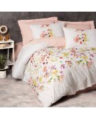 Parure housse de couette Emma saumon/blanc