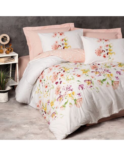 Set copripiumino Emma salmone/bianco