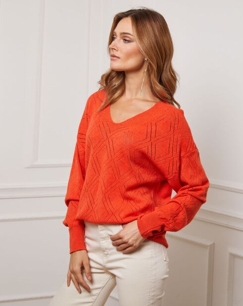 Pull Chola en Cachemire mélangé orange