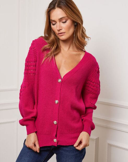 Gilet Cuvillier en Cachemire mélangé fuchsia