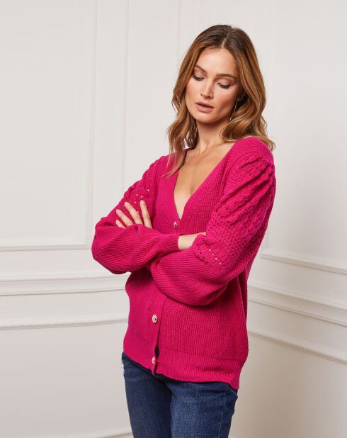 Gilet Cuvillier en Cachemire mélangé fuchsia