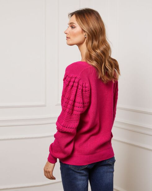 Gilet Cuvillier en Cachemire mélangé fuchsia