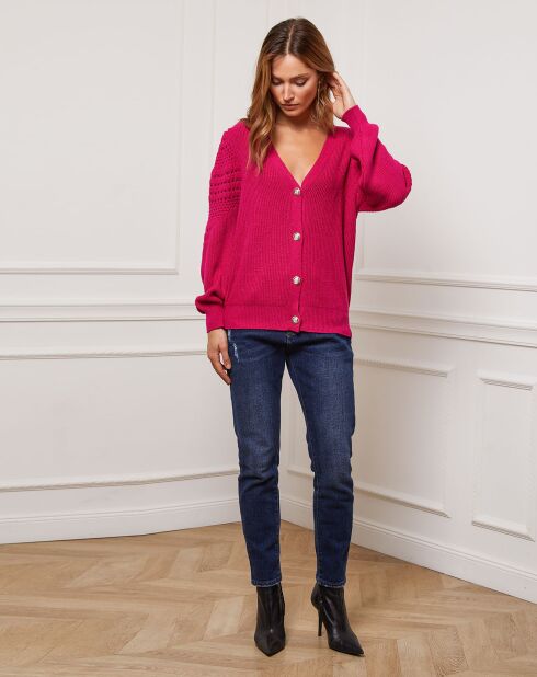 Gilet Cuvillier en Cachemire mélangé fuchsia
