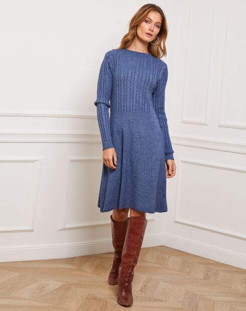 Robe Fanola en Maille mélangée indigo