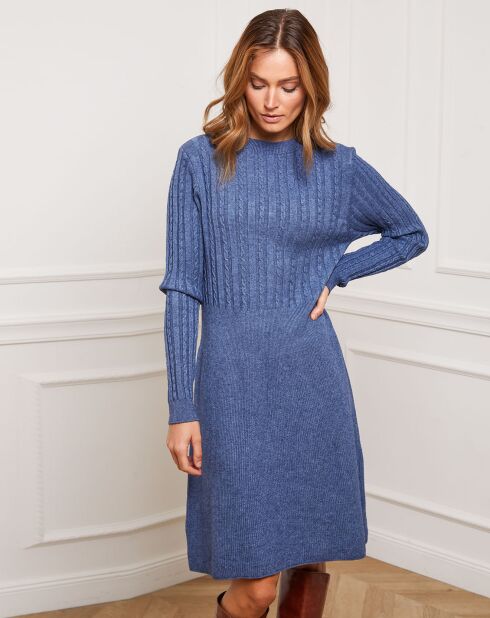 Robe Fanola en Maille mélangée indigo