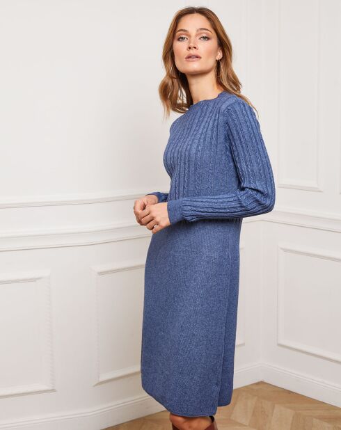 Robe Fanola en Maille mélangée indigo