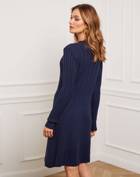 Robe Fanola en Maille mélangée marine