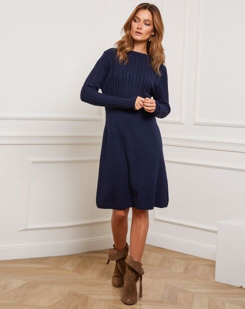 Robe Fanola en Maille mélangée marine