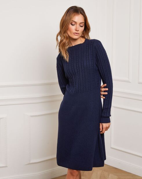 Robe Fanola en Maille mélangée marine