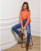 Pull Funel en Maille mélangée orange