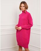 Jurk van kasjmiermix in fuchsia van Landreau