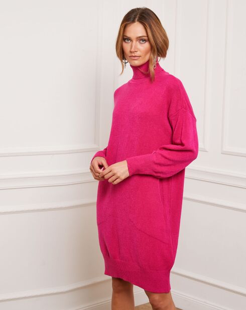 Jurk van kasjmiermix in fuchsia van Landreau