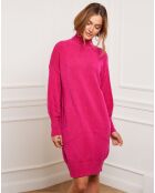 Jurk van kasjmiermix in fuchsia van Landreau