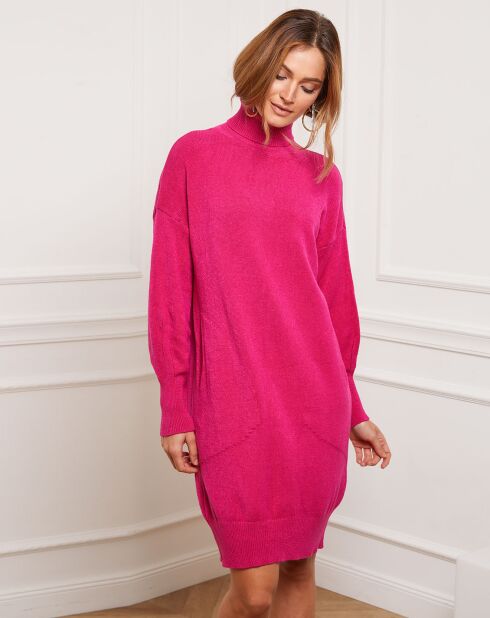 Jurk van kasjmiermix in fuchsia van Landreau