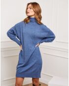 Indigo jurk van kasjmiermix van Landreau