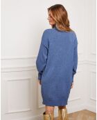 Indigo jurk van kasjmiermix van Landreau