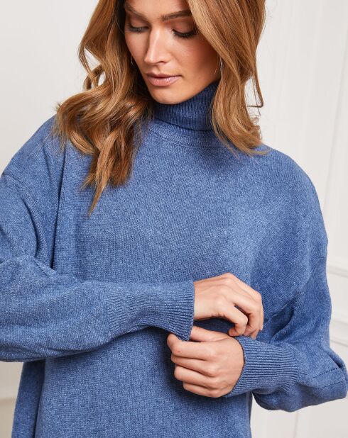Indigo jurk van kasjmiermix van Landreau