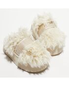 Chaussons mules Fluff Momma en duvet écoresponsable écrues