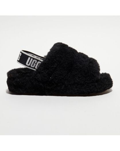 Sandales chaussons en Peau de mouton Fluff Yeah noirs