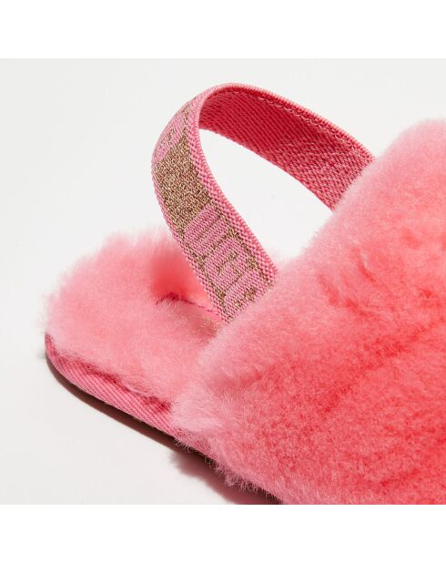 Sandales chaussons en Peau de Mouton Fluff Yeah Slide roses