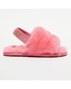 Sandales chaussons en Peau de Mouton Fluff Yeah Slide roses