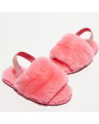 Sandales chaussons en Peau de Mouton Fluff Yeah Slide roses