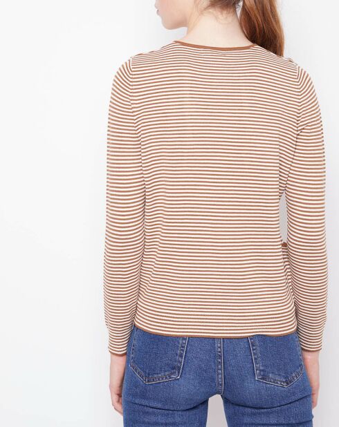 Pull Bea rayé écru/marron