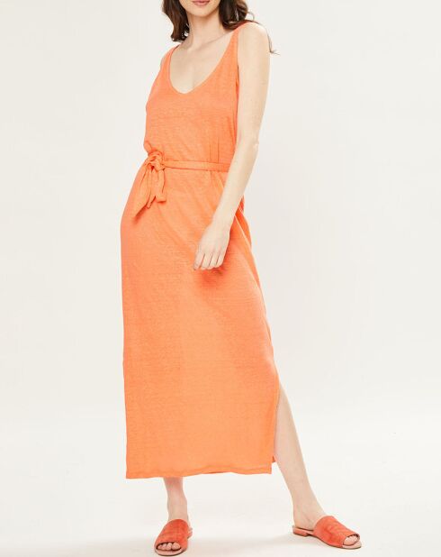 Robe longue 100% Lin Nana orange