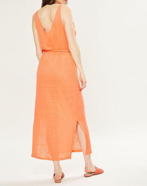 Robe longue 100% Lin Nana orange