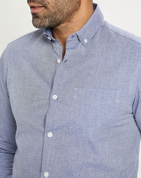 Chemise ajustée imprimée Preppy bleue