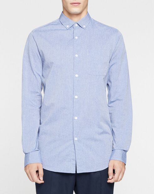 Chemise ajustée imprimée Preppy bleue