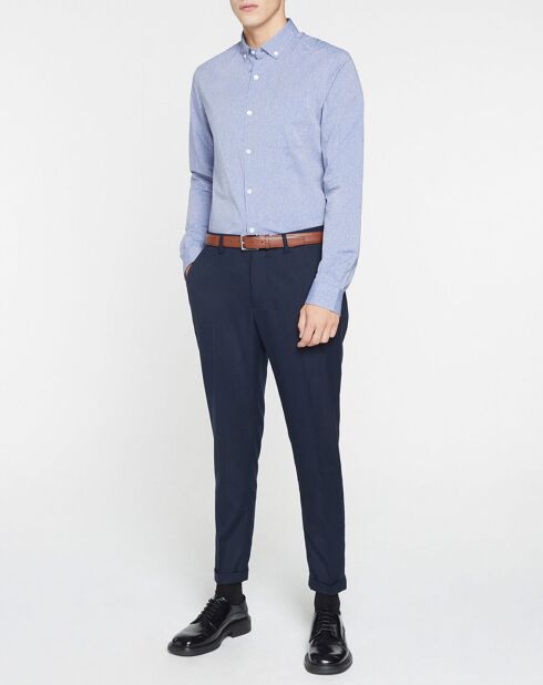 Chemise ajustée imprimée Preppy bleue