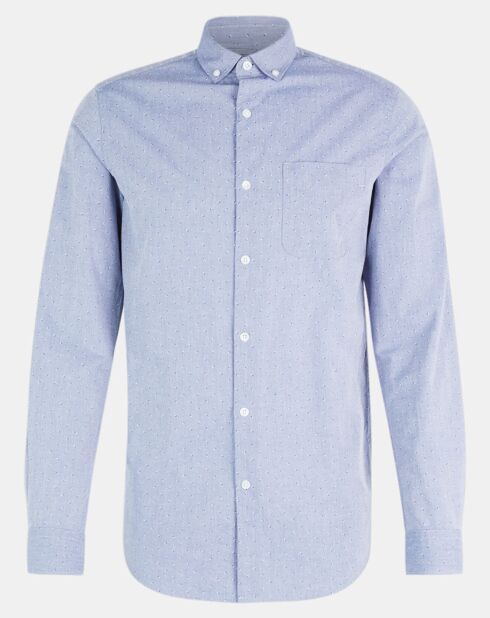 Chemise ajustée imprimée Preppy bleue