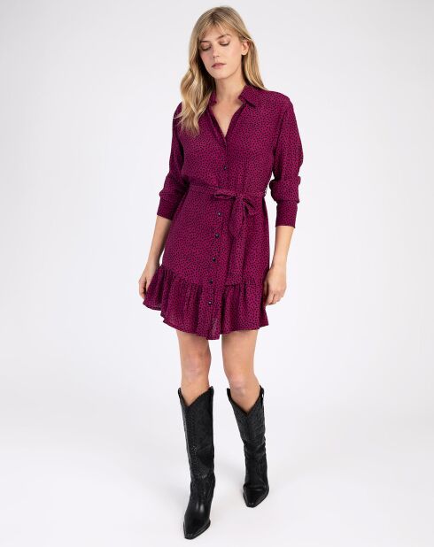 Robe chemise courte Gaia à motifs framboise