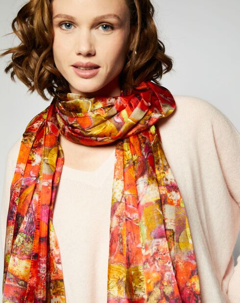 Foulard 100% Soie orange - 110x190 cm