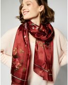 Foulard 100% Soie rouge bordeaux - 110x190 cm