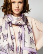 Foulard 100% Soie violet/rose - 110x190 cm