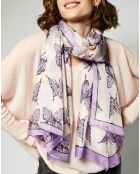 Foulard 100% Soie violet/rose - 110x190 cm